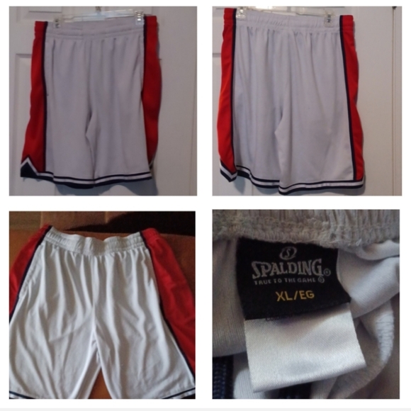 💙🌺Spalding Red and White Athletic Basketball Shorts - Picture 1 of 13